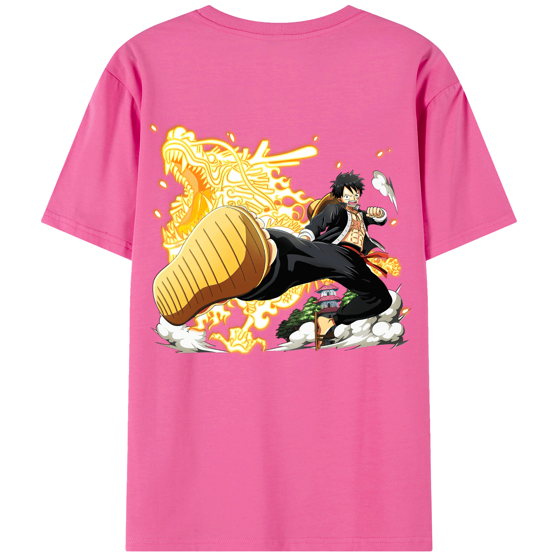 ワンピース モンキー・D・ルフィ ONE PIECE Monkey D. Luffy レディース半袖Tシャツ(バックプリント)
